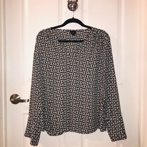 Worthington JC Penny M Print Office Blouse